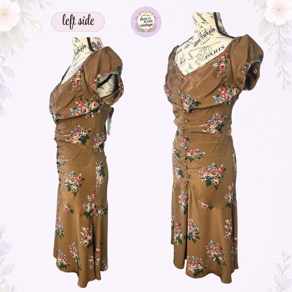 Y2K Betsey Johnson Silk Ruched Floral Dress • USA Made • NWT • Size 6 - Picture 6 of 9